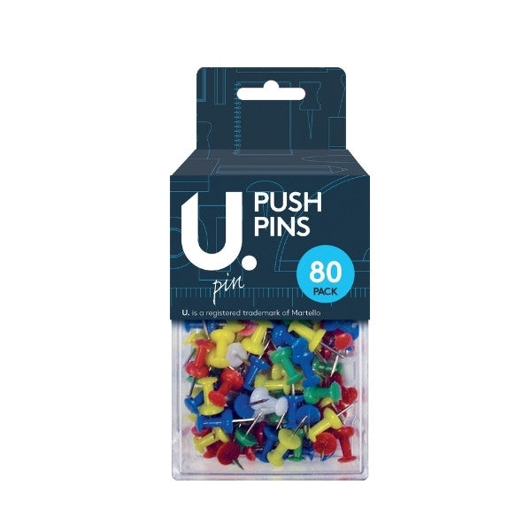 Assorted Colour Push Pins Walls/ Board Pins Display Board Pins 80 Pack P2347 (Large Letter Rate)