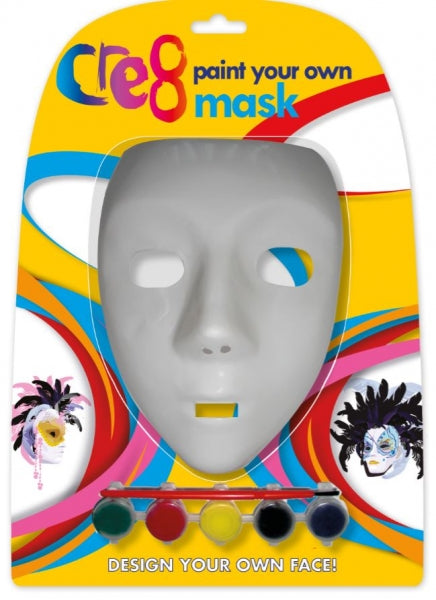 Cre8 Paint Your Own Mask Set with 5 Paints Plastic P2467 (Parcel Rate)