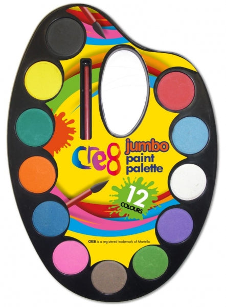 Cre8 Jumbo Water Paint Palette 12 Colours P2538 (Parcel Rate)