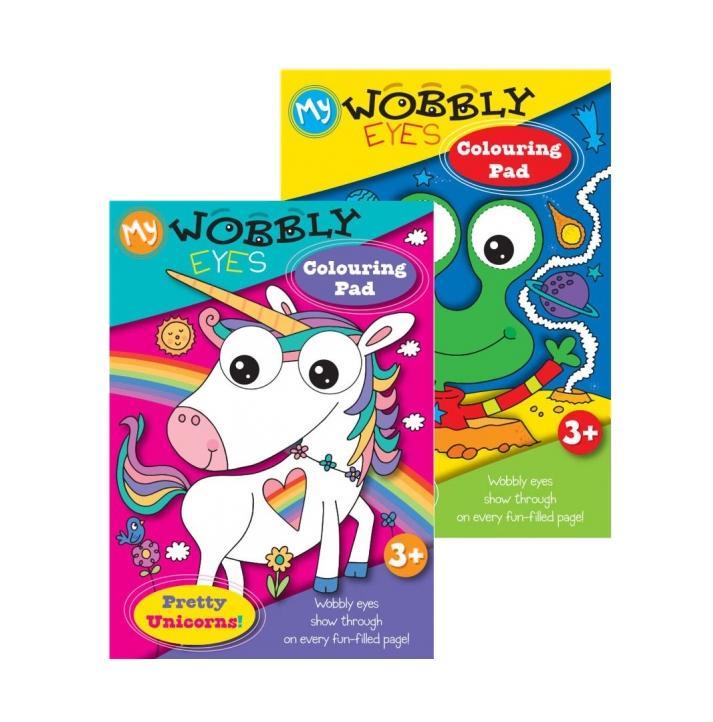 Home Activity Colouring Book Pads Wobbly Eyes Unicorn / Aliens Designs P2585 (Parcel Rate)