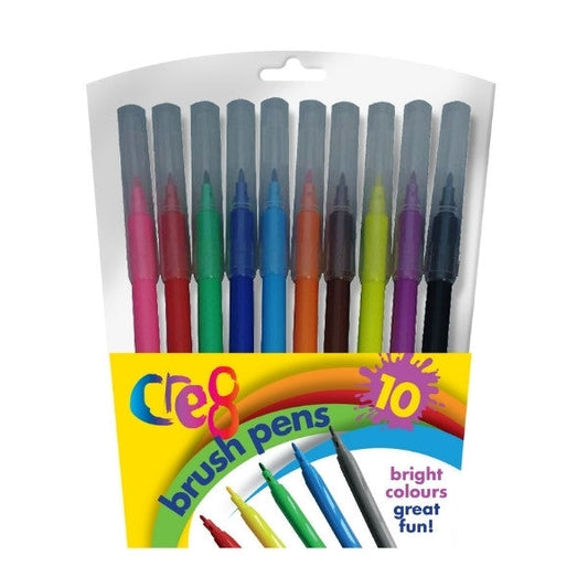 Cre8 Brush Pens Pack of 10 Assorted Colours P2597 (Large Letter Rate)