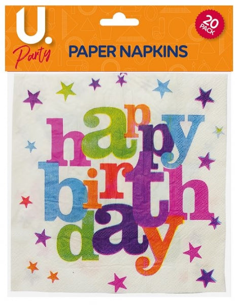 Happy Birthday Napkins 15pk P2708 (Large Letter Rate)