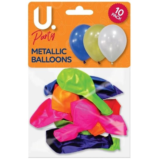 10 Pack Party Birthday Celebration Assorted Colour Metallic Balloons P2714 (Large Letter Rate)