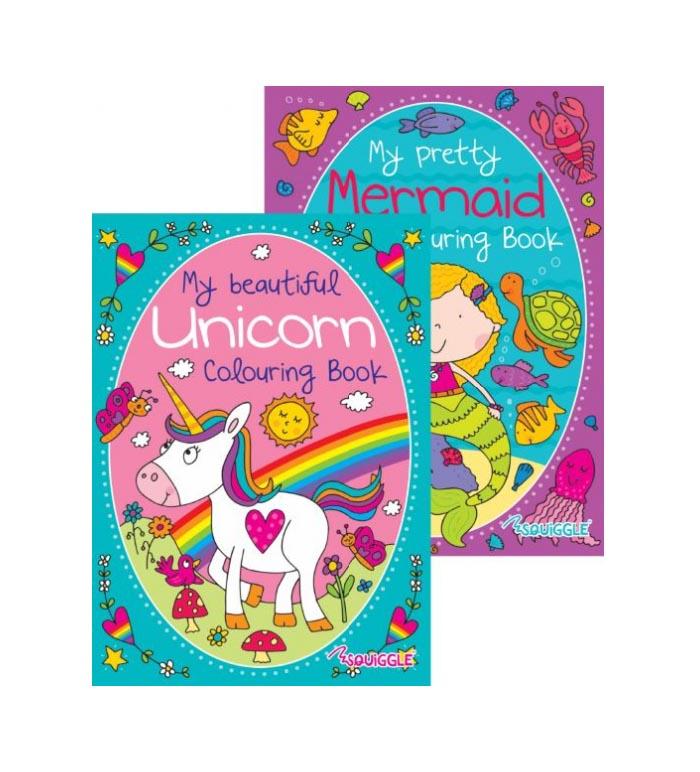 Unicorn & Mermaid Colouring Book Assorted Designs P2805 (Parcel Rate)