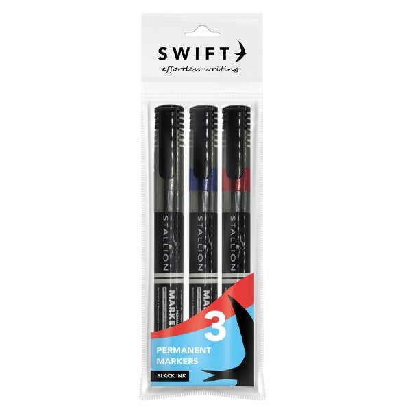 Permanent Markers Pack of 3 Assorted Colours P3067 (Parcel Rate)