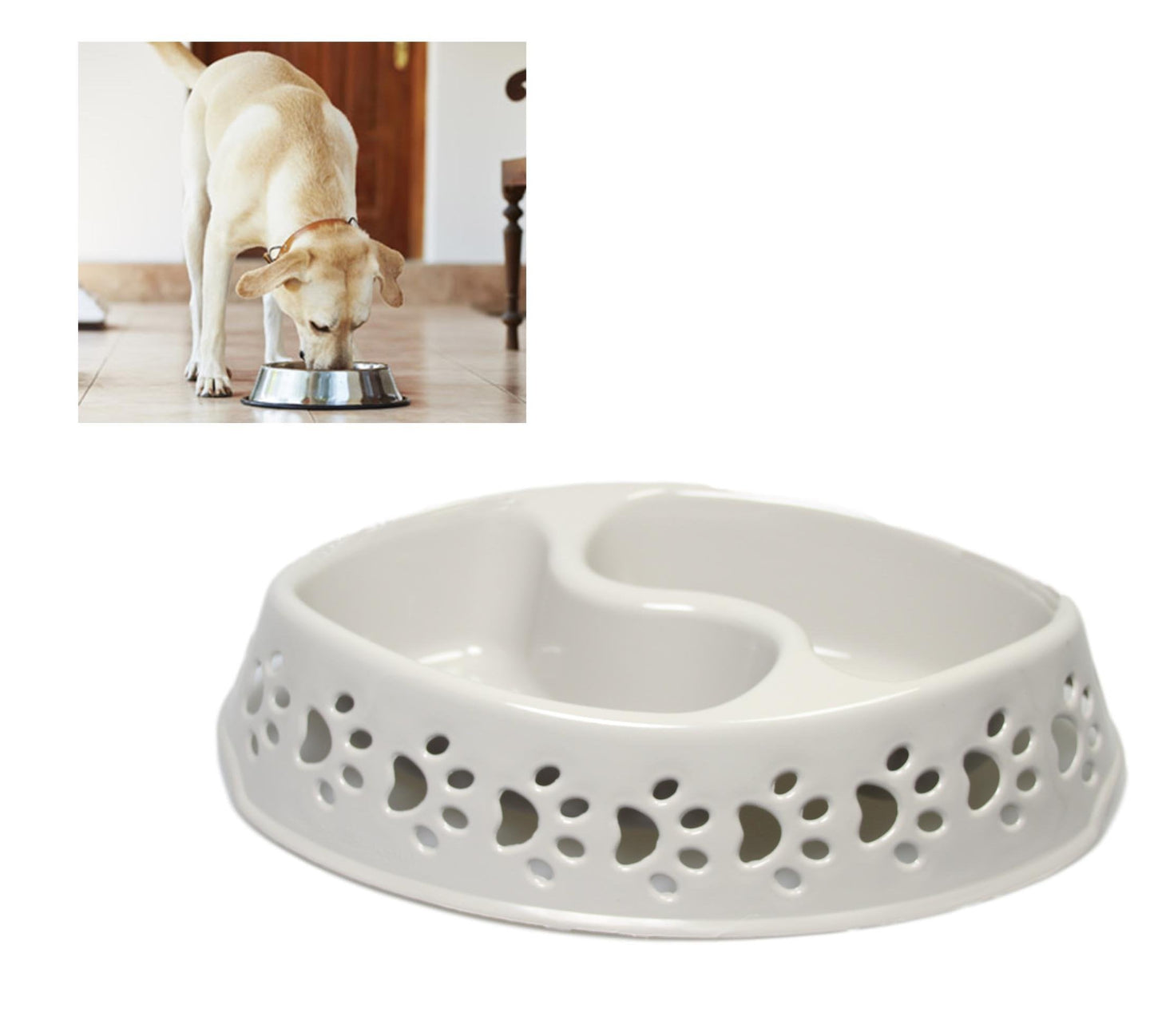 Pets Cats Dogs Twin Pet Grey Bowl Indoor Outdoor Pets Bowl 25cm LL5131 (Parcel Rate)