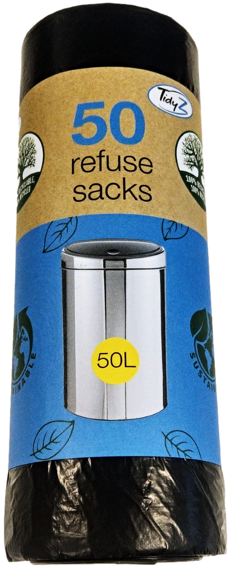 Refuse Sacks Bin Bags 50L Roll of 50 B0059 (Parcel Rate)