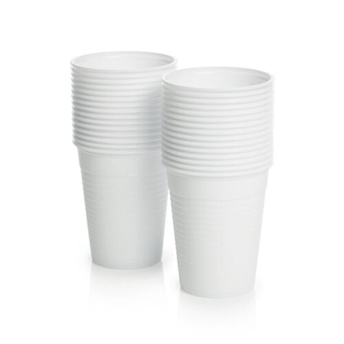 100 Pack White Disposable Plastic Cups TS733 (Parcel Rate)