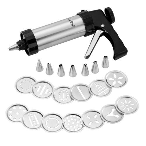 22 Piece Cookie Press Icing Set 22 Icing Nozzles x 8 Cookie Disk x 13 6256 (Parcel Rate)