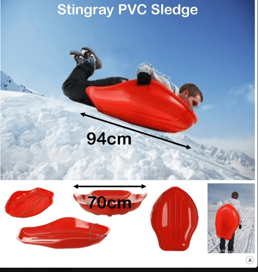 Plastic PVC Stingray Snow Sledge Sleigh 94 x 70 cm Red SBR A W20   (Big Parcel Rate)