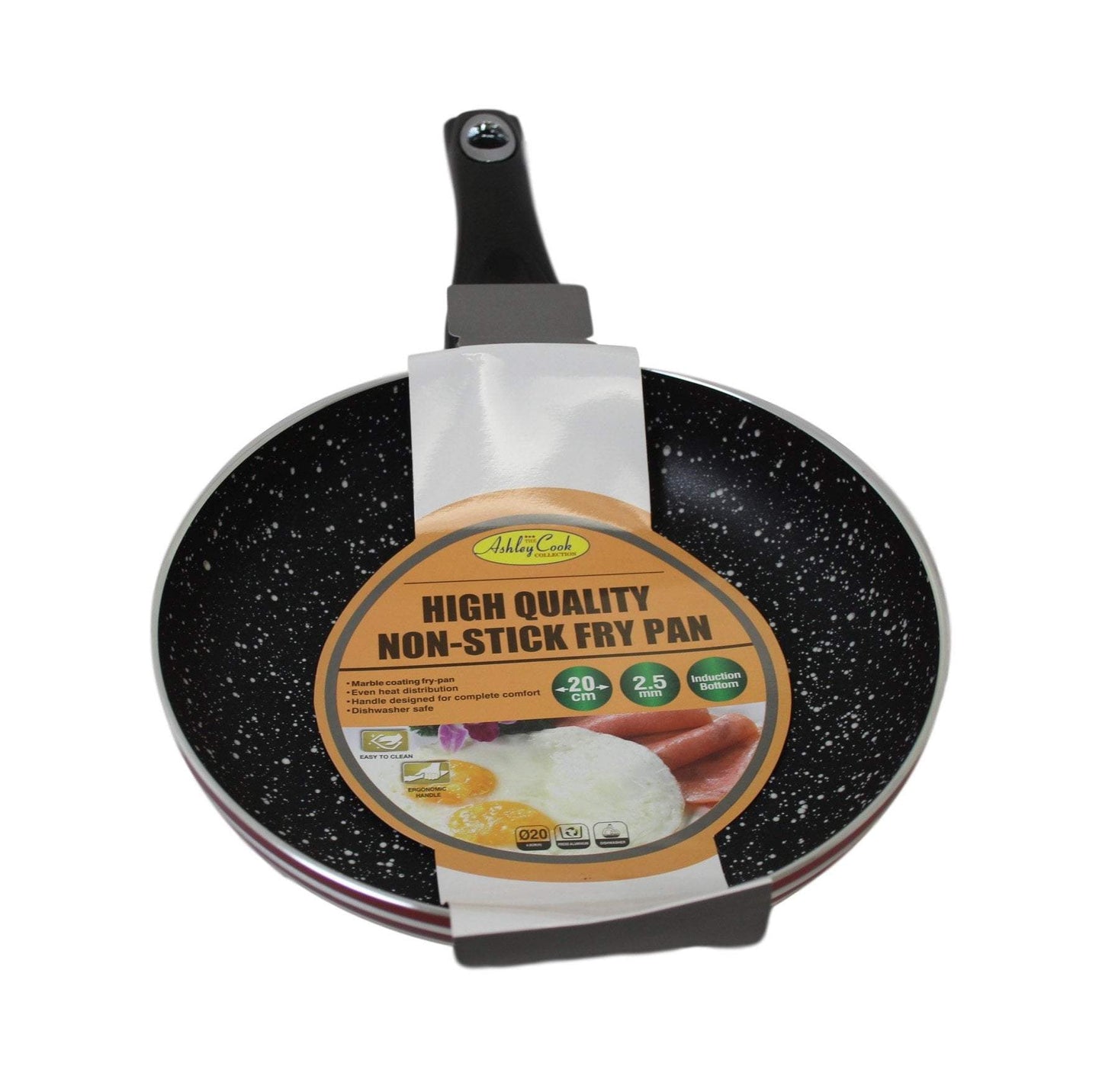 Non Stick Frying Pan High Quality Marble Coated With Long Safety Handle 20cm ST21207 (Parcel Rate)