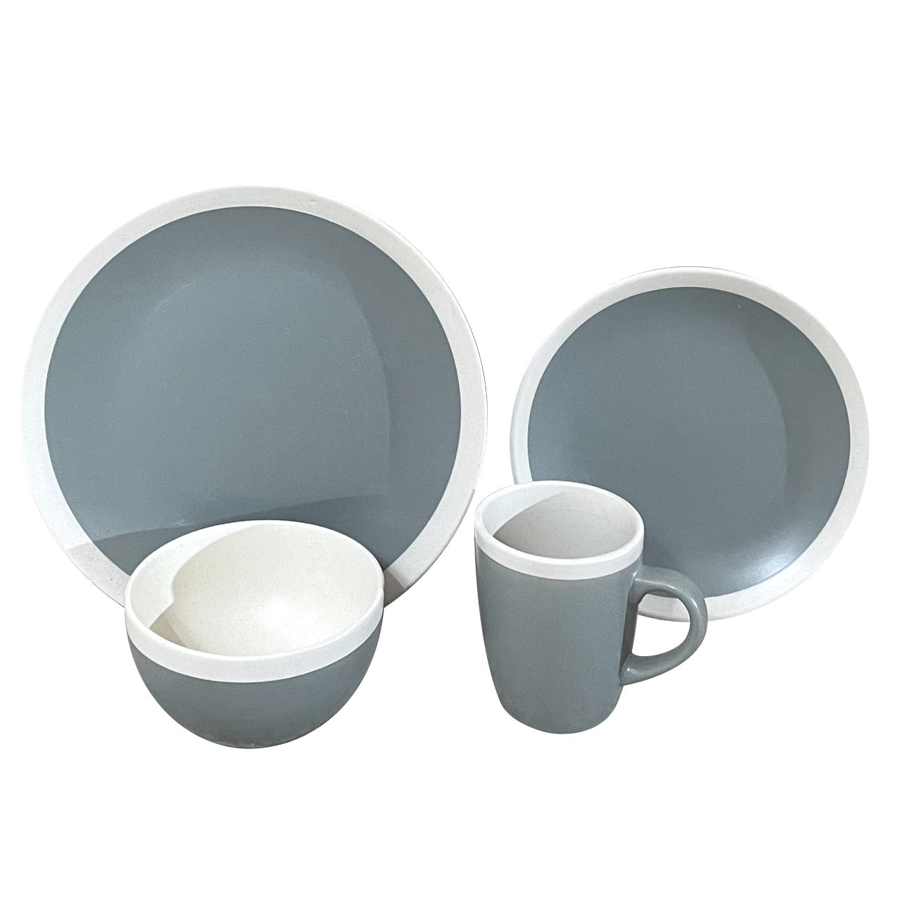 Durane Dinner Set 16pc Plates Bowls Mugs Grey 10213 (Parcel Plus  Rate)