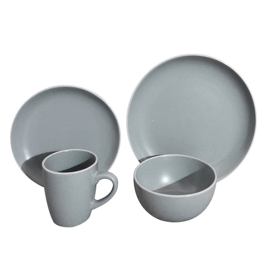Durane Dinner Set 16pc Plates Bowls Mugs Grey Blue 10217 (Parcel Plus  Rate)