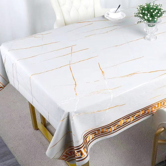 Durane Plastic Table Cover Roll White Marble Gold Pattern Design 1.37x20m DR-8339E 10263 (Big parcel rate)
