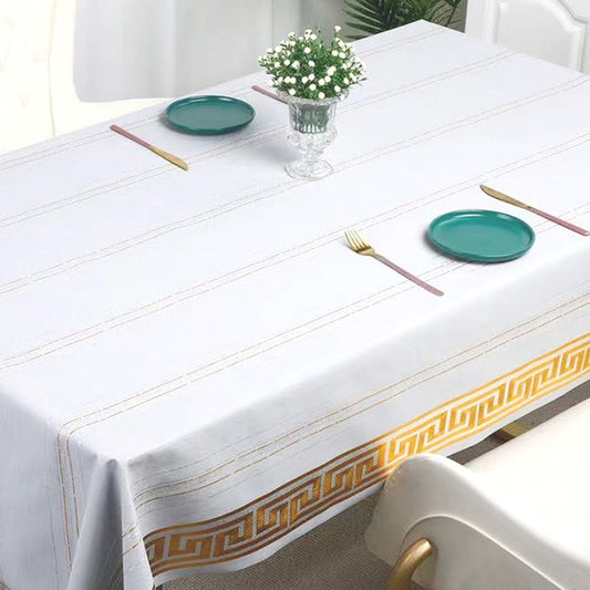 Durane Plastic Table Cover Roll White Gold Pattern Design 1.37x20m DR-8353C 10264 (Big parcel rate)