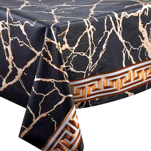 Durane Plastic Table Cover Roll Black Marble Gold Pattern Design 1.37x20m DR-8356C 10265 (Big parcel rate)