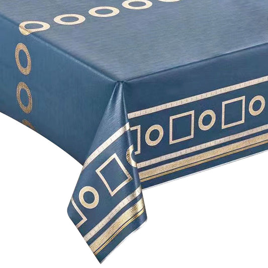 Durane Plastic Table Cover Roll Blue Gold Pattern Design 1.37x20m QS-8507A 10276 (Big parcel rate)