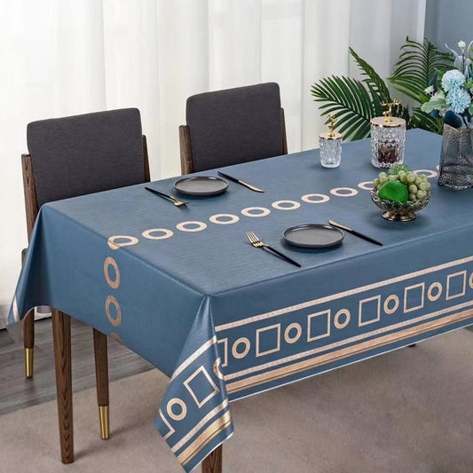 Durane Plastic Table Cover Roll Blue Gold Pattern Design 1.37x20m QS-8507A 10276 (Big parcel rate)