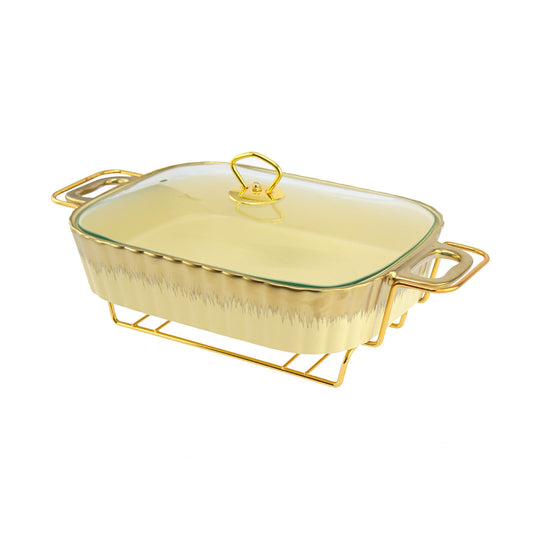 SQ Professional Durane Porcelain Banquet Chafing Dish 2L Cream-Gold 10664 (Big Parcel Rate)