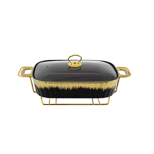 SQ Professional Durane Porcelain Banquet Chafing Dish 2L Black-Gold 10668 (Big Parcel Rate)