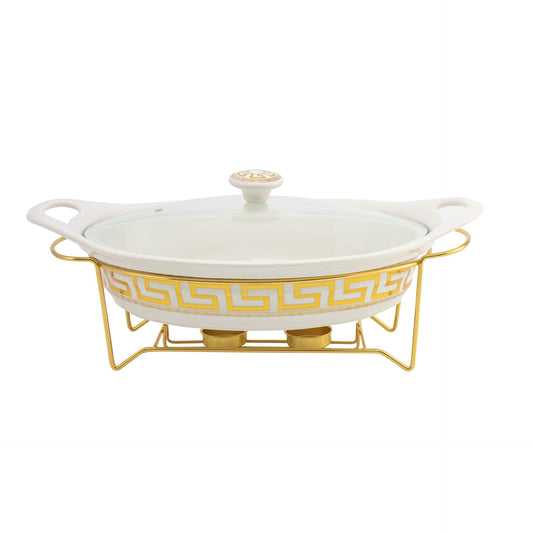 SQ Professional Durane Porcelain Banquet Chafing Dish 1.5L Meander 10749 (Big Parcel Rate)