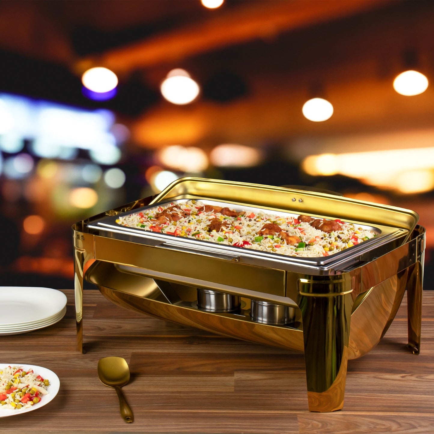 SQ Professional Banquet Chafing Dish with Roll Top Oblong Gold 9L 10856 (Big Parcel Rate)