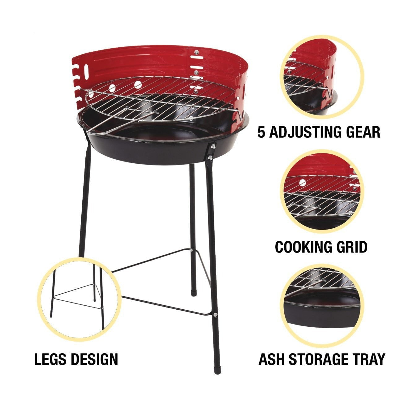 Portable Round BBQ Grill 14" with 4 Adjustable Grilling Levels 1161 (Big Parcel Rate)
