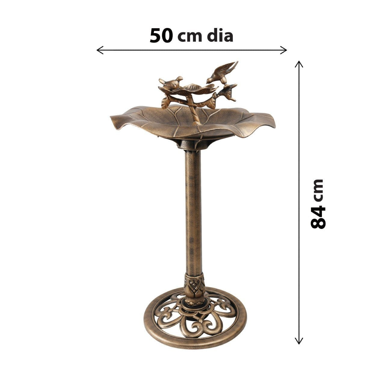 Bird Bath Bronze Effect With Bird Figurines And Feed Tray 1178 (Parcel Rate)