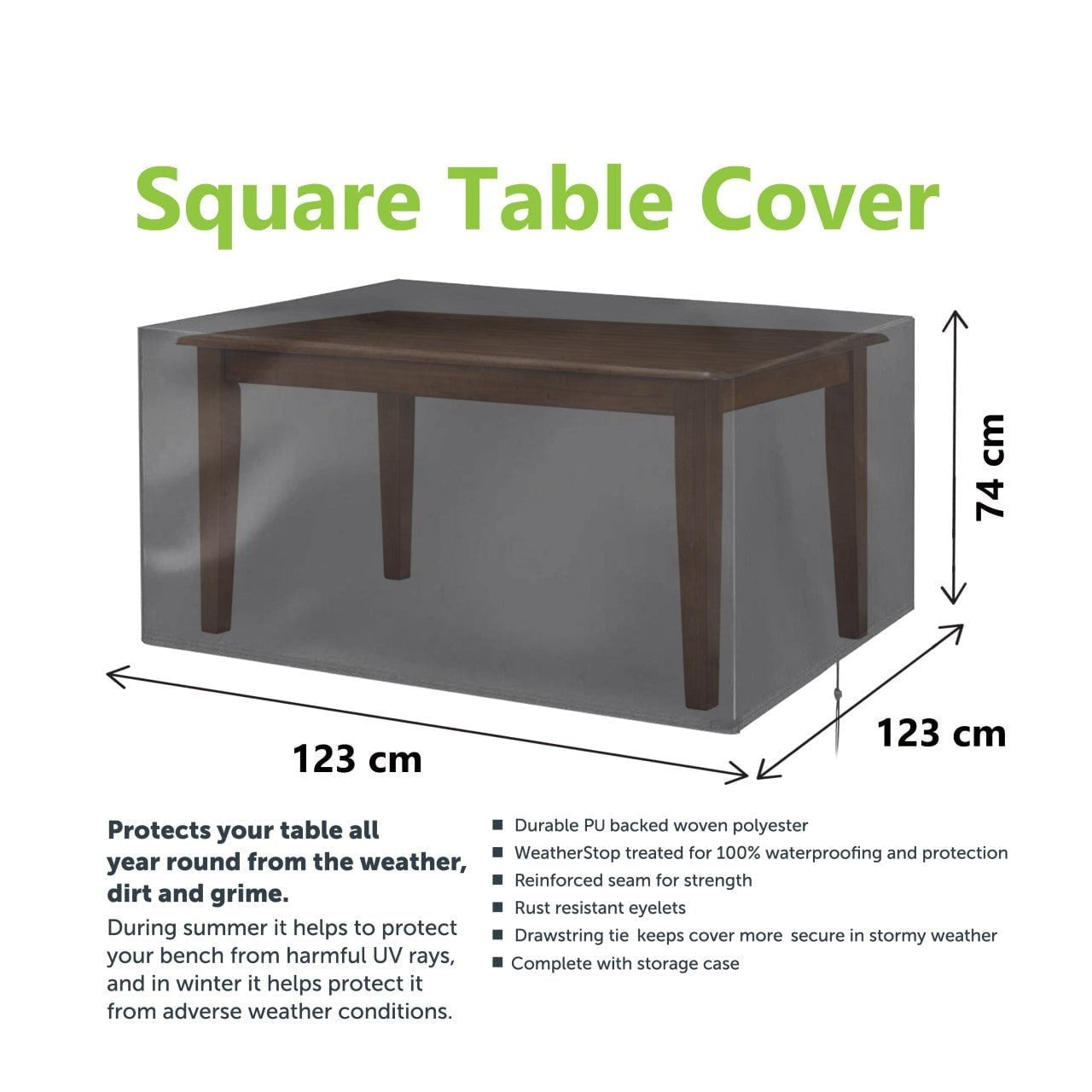 Garden Woven Table Cover 123 x 123 x 74cm 3251 (Parcel Rate)