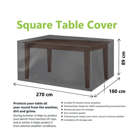 Woven Square Garden Table Cover 270 x 180 x 89cm 3299 (Parcel Rate)