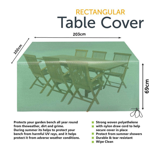 Garden Table Cover Rectangular 203cm 102cm 69cm 3404 (Parcel Rate)