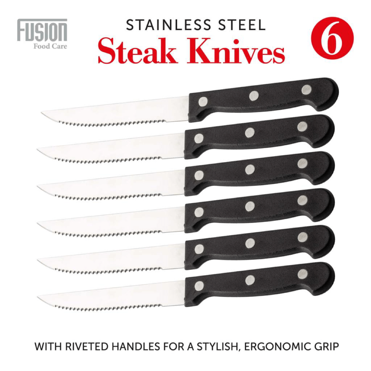 6 Pack Steak Knives Kitchen Home 7345 (Parcel Rate)