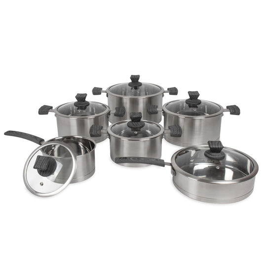 Lustro Touch Stainless Steel Cookware Set 6pc Black 9966 (Big Parcel Rate)