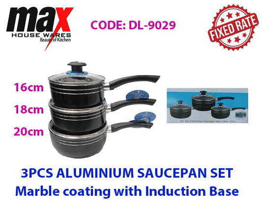 3Pc Aluminium Sauce Pan Set DL9029 (Parcel Rate)