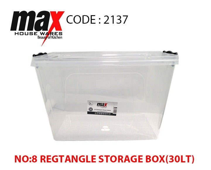 Clear Plastic Rectangle Storage Box 30 Litre 47 x 30 x 30 cm 2137 (Big Parcel Rate)