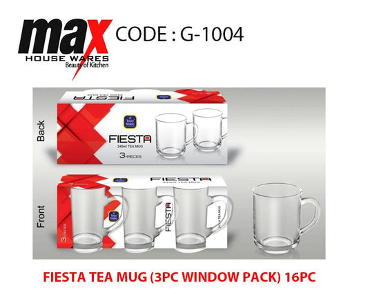 Fiesta Tea Glass Mugs 245 ml Set of 3 G1004 (Parcel Rate)