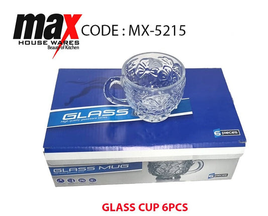 Set Of 6 Glass Cups Floral Designs MX5215 (Parcel Rate)