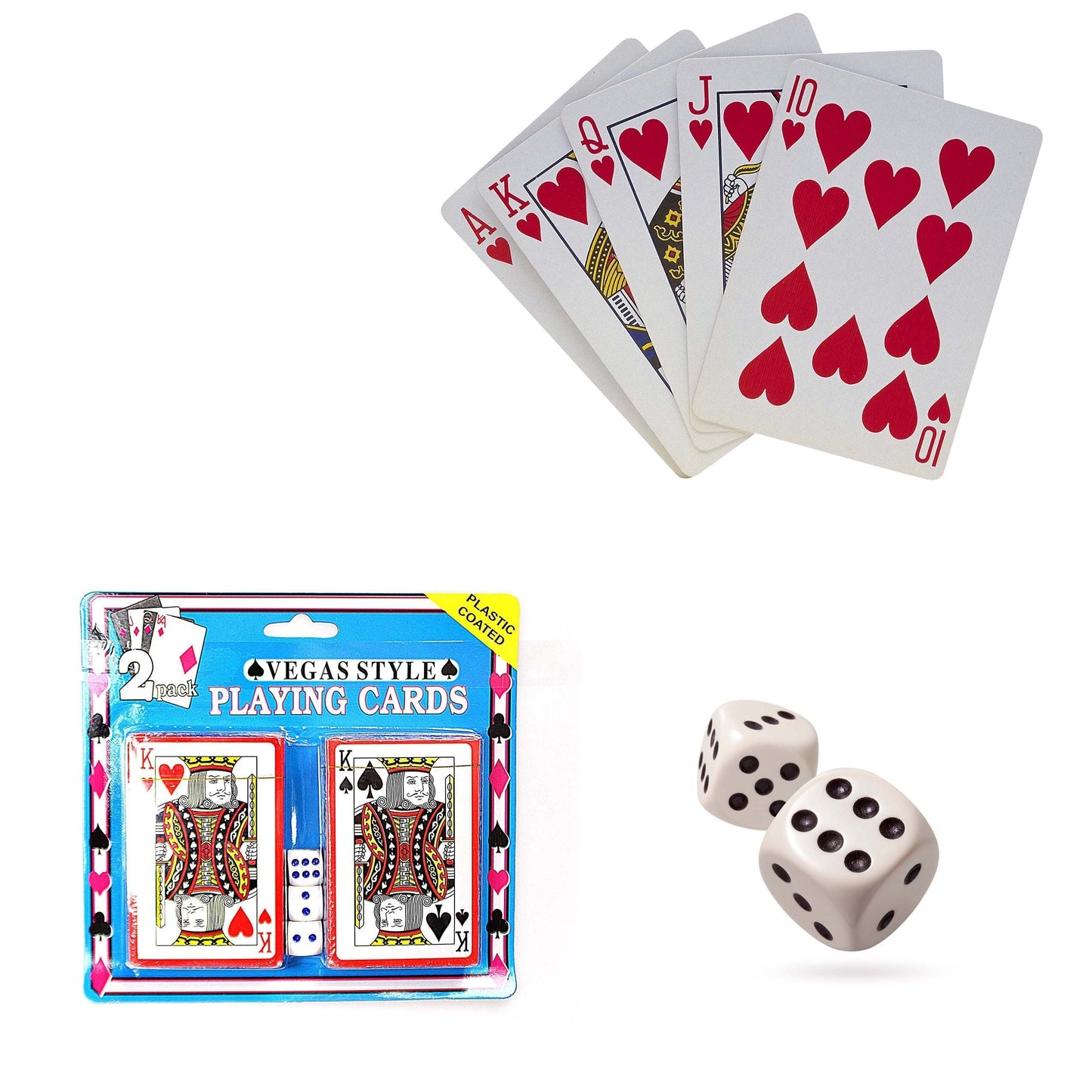 2 Pack Vegas Style Plastic Playing Cards With 3 Dice 1734 (Parcel Rate)